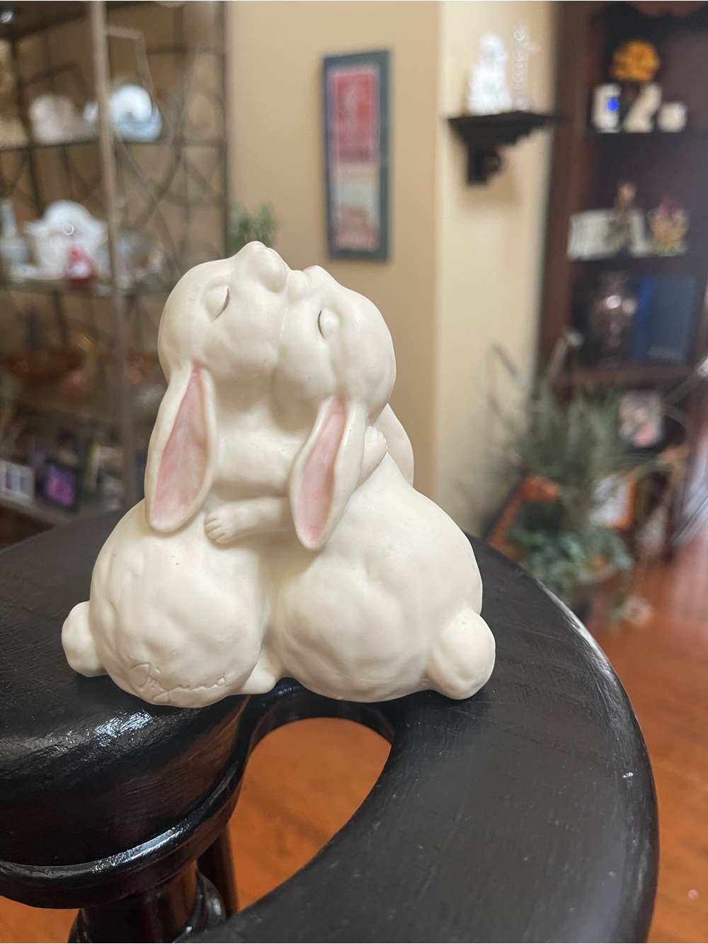 Homco Love is Wonderful Hugging Bunnies Figurine 1990 Vintage Easter Spring 4”